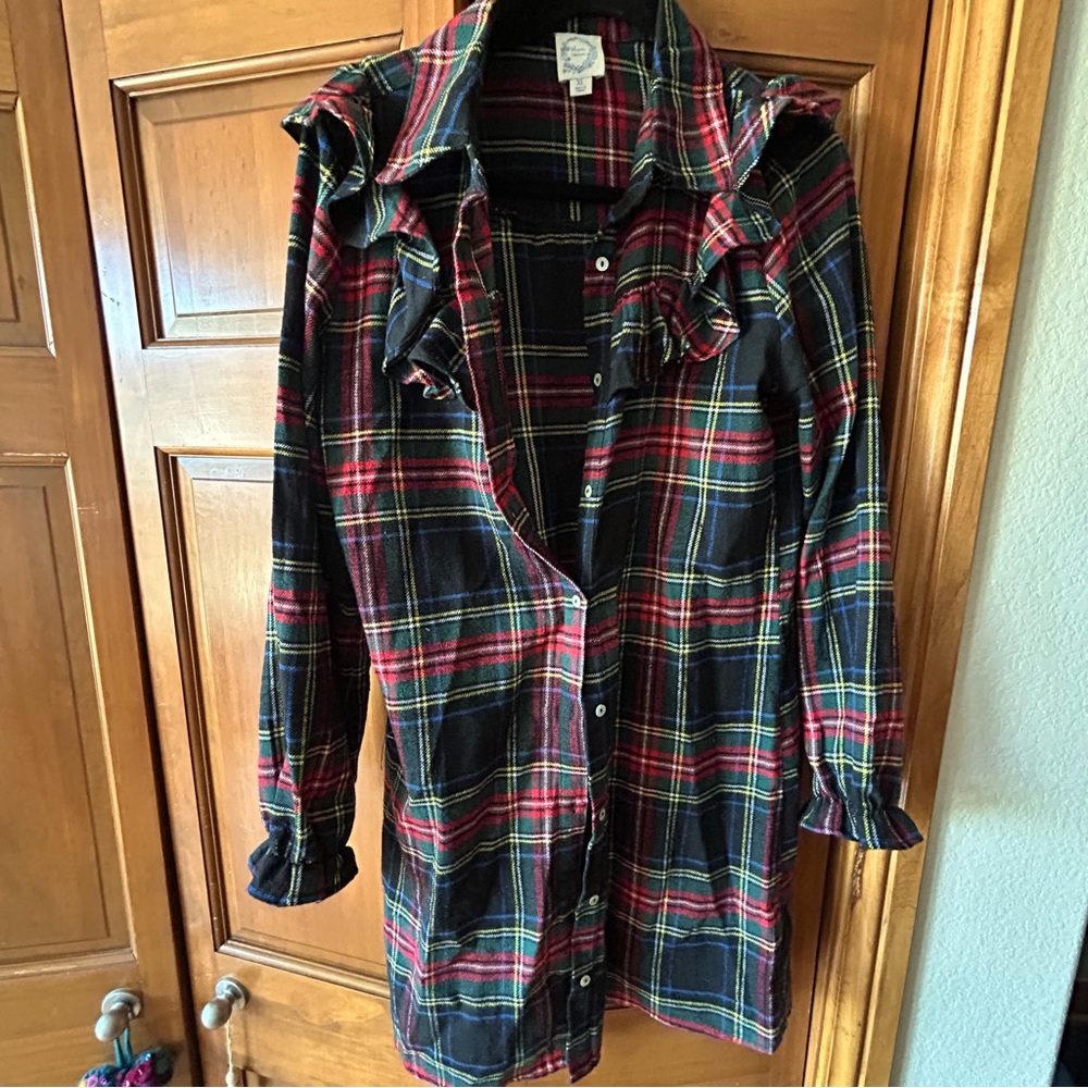 Holiday Plaid Dress with Ruffles